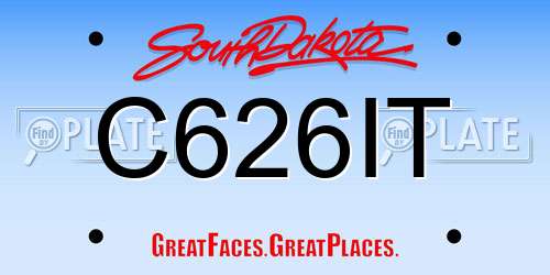 C626IT South Dakota License Plate