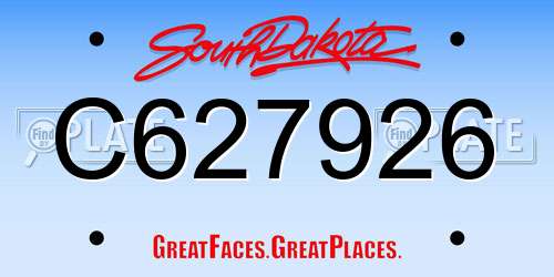 C627926 South Dakota License Plate
