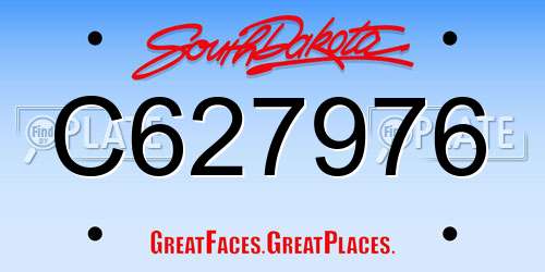 C627976 South Dakota License Plate