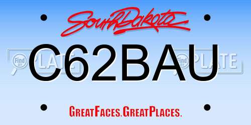 C62BAU South Dakota License Plate