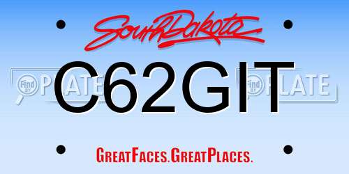 C62GIT South Dakota License Plate