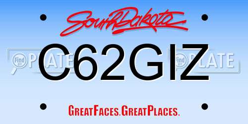 C62GIZ South Dakota License Plate