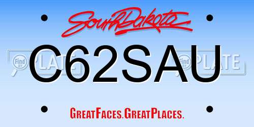 C62SAU South Dakota License Plate