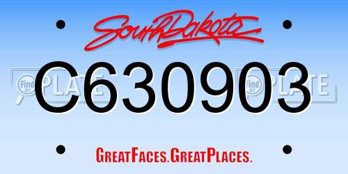 C630903 South Dakota License Plate