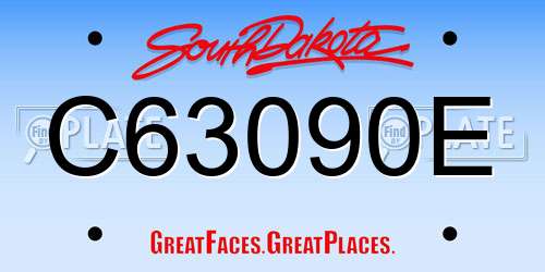 C63090E South Dakota License Plate