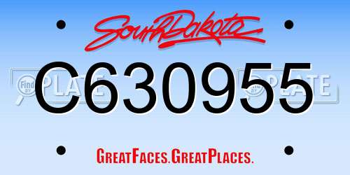 C630955 South Dakota License Plate