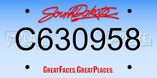 C630958 South Dakota License Plate