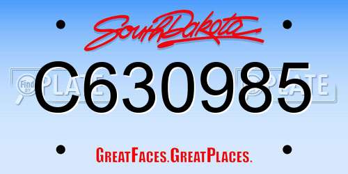 C630985 South Dakota License Plate