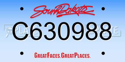 C630988 South Dakota License Plate