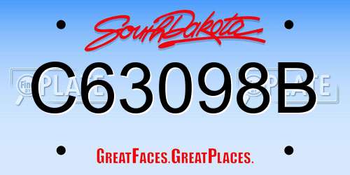 C63098B South Dakota License Plate