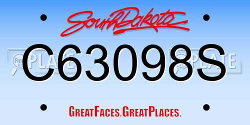 C63098S South Dakota License Plate
