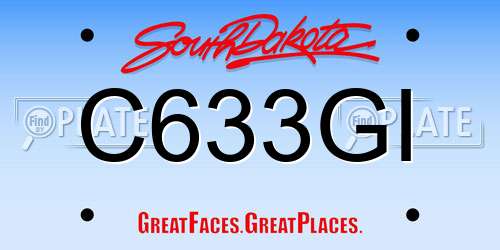 C633GI South Dakota License Plate