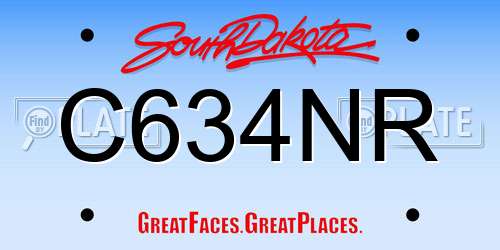 C634NR South Dakota License Plate