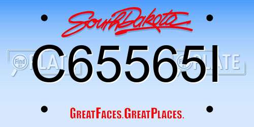 C65565I South Dakota License Plate