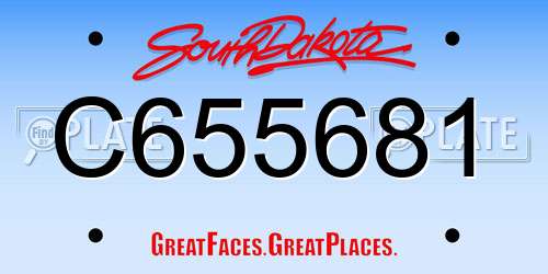 C655681 South Dakota License Plate