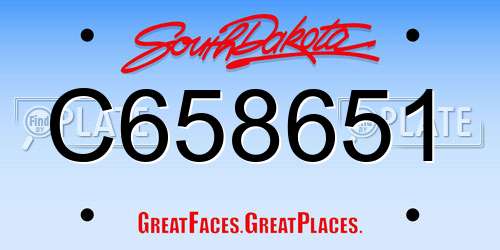 C658651 South Dakota License Plate