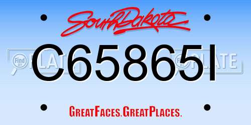 C65865I South Dakota License Plate