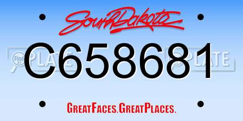 C658681 South Dakota License Plate
