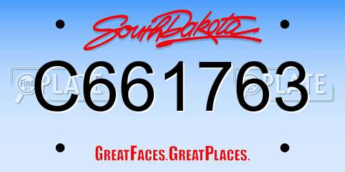C661763 South Dakota License Plate