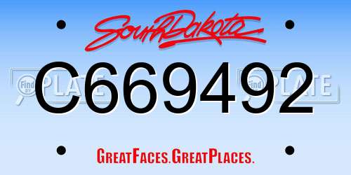 C669492 South Dakota License Plate