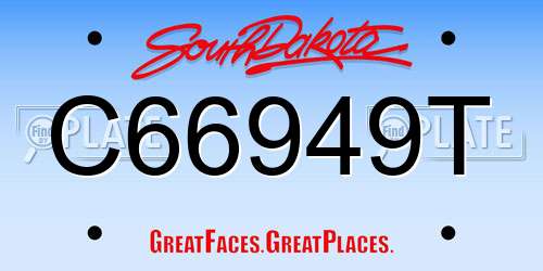 C66949T South Dakota License Plate