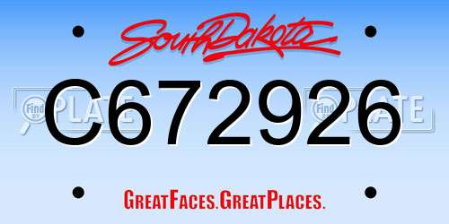 C672926 South Dakota License Plate