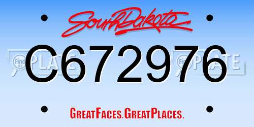 C672976 South Dakota License Plate