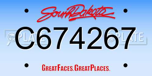 C674267 South Dakota License Plate