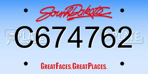 C674762 South Dakota License Plate