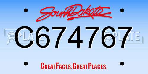 C674767 South Dakota License Plate