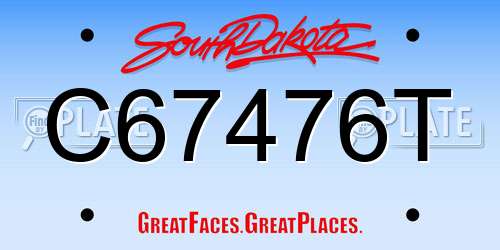 C67476T South Dakota License Plate