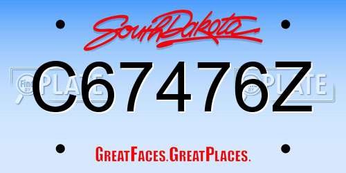 C67476Z South Dakota License Plate