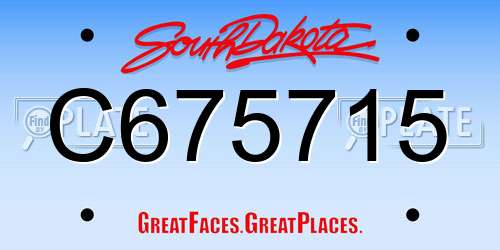 C675715 South Dakota License Plate