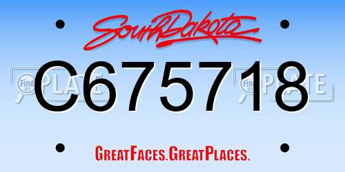 C675718 South Dakota License Plate