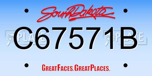 C67571B South Dakota License Plate
