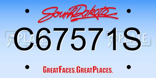 C67571S South Dakota License Plate