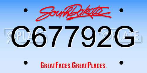 C67792G South Dakota License Plate