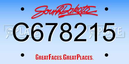C678215 South Dakota License Plate