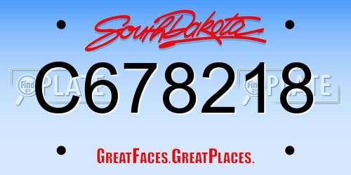 C678218 South Dakota License Plate