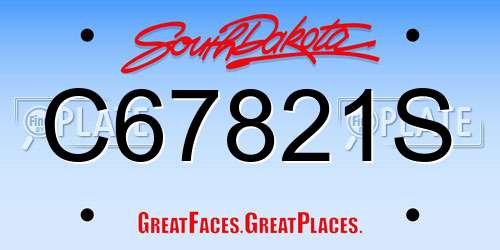 C67821S South Dakota License Plate