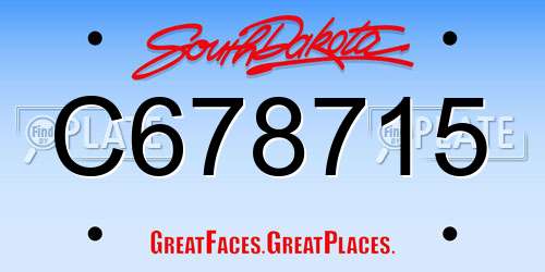 C678715 South Dakota License Plate