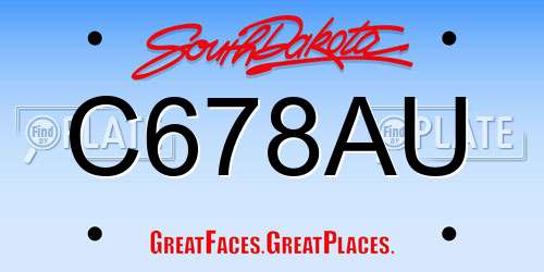 C678AU South Dakota License Plate