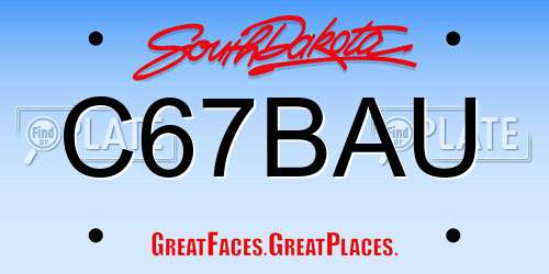 C67BAU South Dakota License Plate