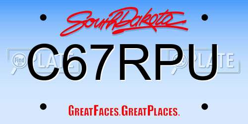 C67RPU South Dakota License Plate