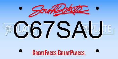 C67SAU South Dakota License Plate