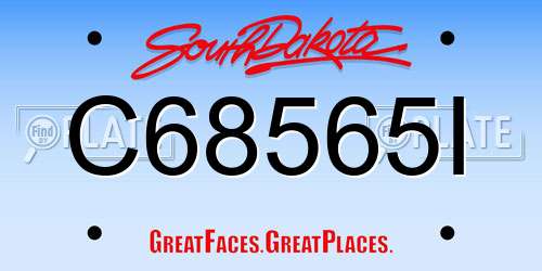 C68565I South Dakota License Plate