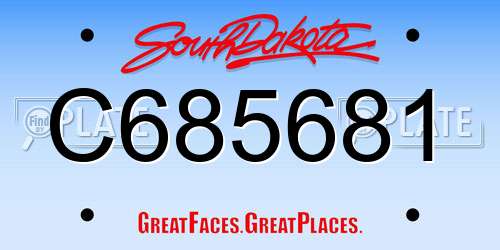 C685681 South Dakota License Plate