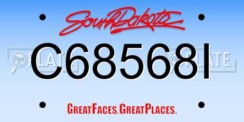 C68568I South Dakota License Plate