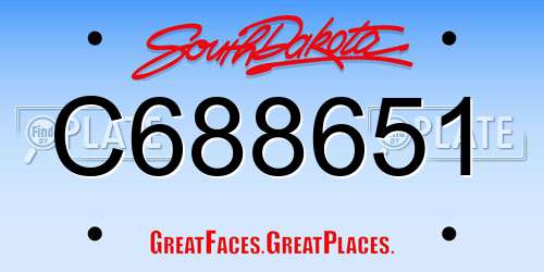 C688651 South Dakota License Plate