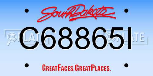 C68865I South Dakota License Plate